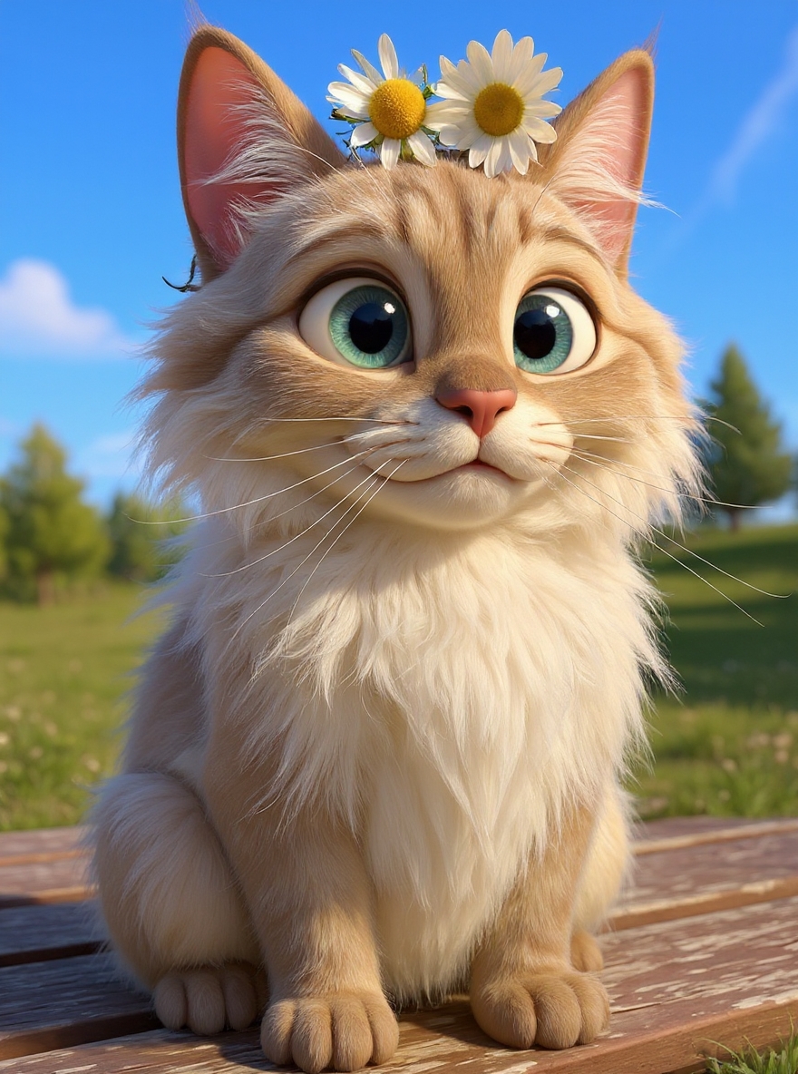 Convert this cat image to Disney Pixar style