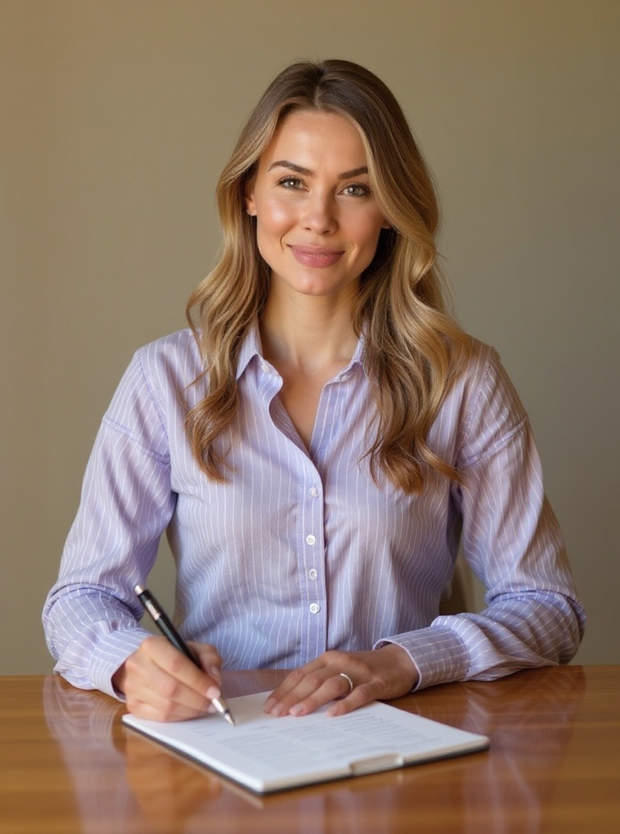 Linkedin ai photo of woman sitting at a desk