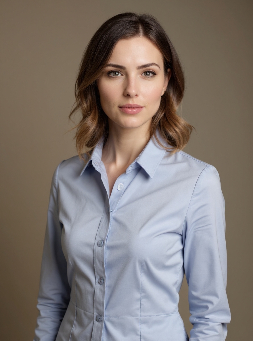 A Linkedin photo of a woman wearing a shirt