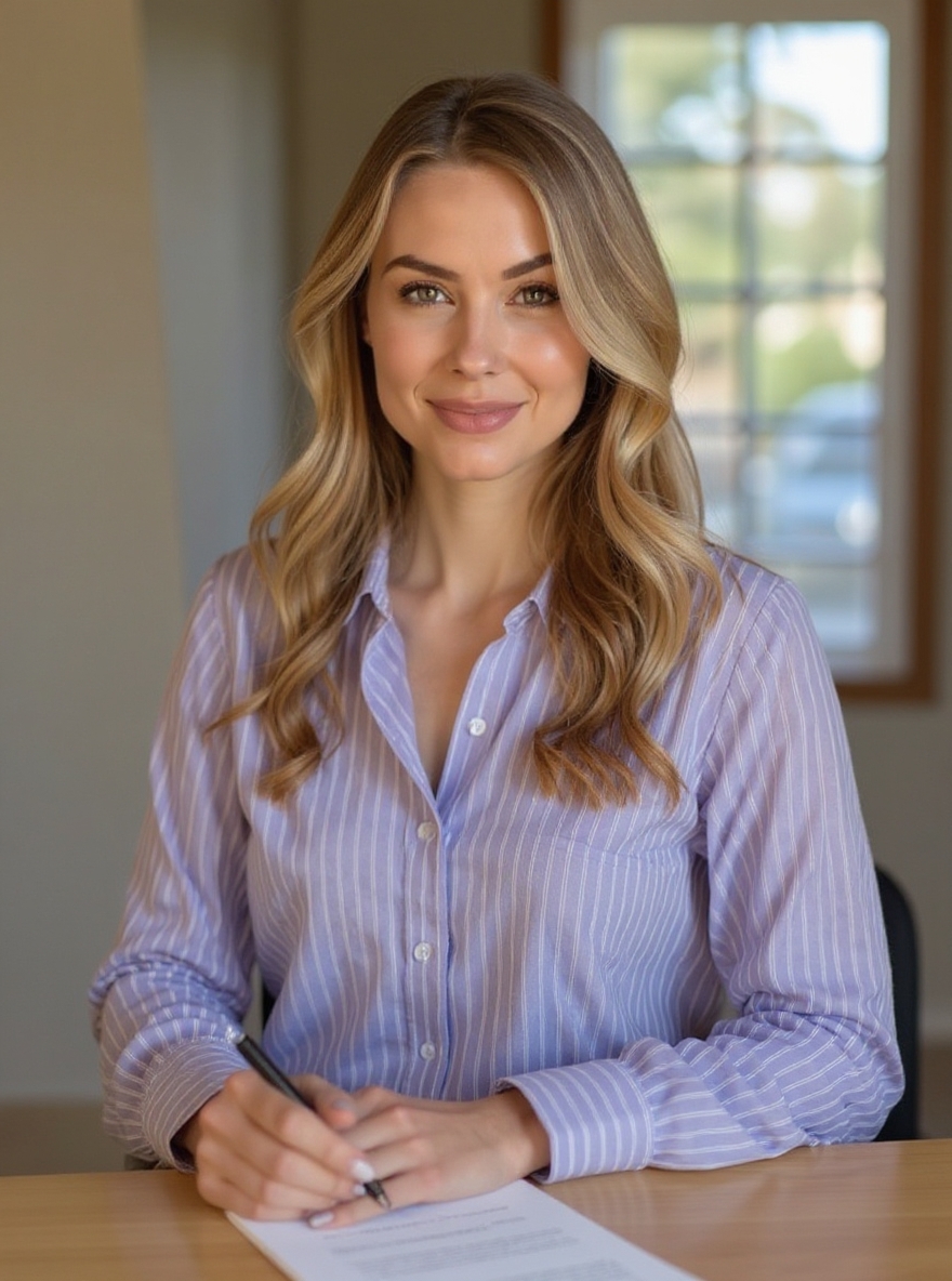 Linkedin ai photo of woman sat at a desk