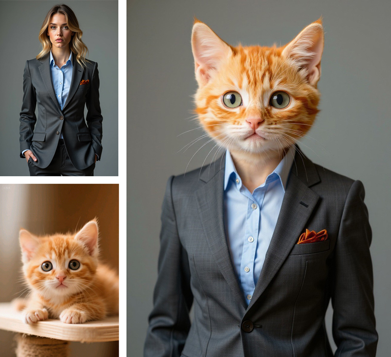 Un chat anthropomorphique portant un costume